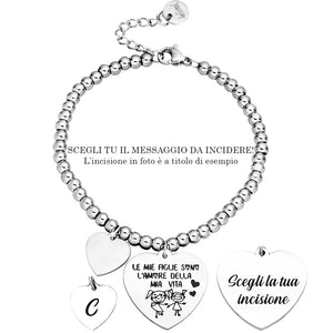 Bracciale in acciaio con incisione nera - "Le mie figlie sono l'amore della mia vita" -Beloved_gioielli