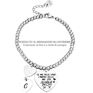 Bracciale in acciaio con incisione nera - "Le mie figlie sono l'amore della mia vita" -Beloved_gioielli