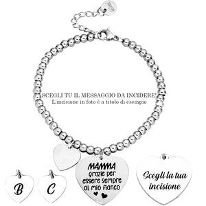 Bracciale in acciaio con incisione nera - "Mamma grazie per essere sempre al mio fianco" -Beloved_gioielli