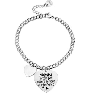 Bracciale in acciaio con incisione nera - "Mamma grazie per essere sempre al mio fianco" -Beloved_gioielli