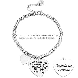 Bracciale in acciaio con incisione nera - "Mia figlia è l'amore della mia vita" -Beloved_gioielli