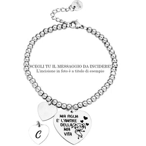 Bracciale in acciaio con incisione nera - "Mia figlia è l'amore della mia vita" -Beloved_gioielli