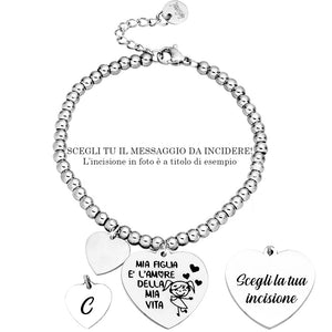 Bracciale in acciaio con incisione nera - "Mia figlia è l'amore della mia vita" -Beloved_gioielli