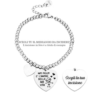 Bracciale in acciaio con incisione nera - "Mio figlio è l'amore della mia vita" -Beloved_gioielli