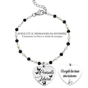 Bracciale in acciaio con incisione nera - Pensati libera -Beloved_gioielli