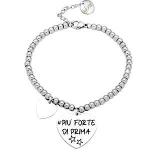 Bracciale in acciaio con incisione nera - #PIU' FORTE DI PRIMA -Beloved_gioielli