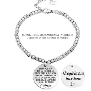 Bracciale in acciaio con incisione nera - Preghiera Padre Nostro -Beloved_gioielli