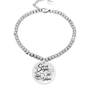 Bracciale in acciaio con incisione nera - "Solo chi sogna può volare" -Beloved_gioielli