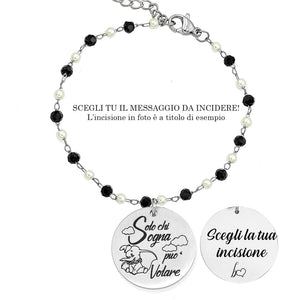 Bracciale in acciaio con incisione nera - Solo chi sogna può volare -Beloved_gioielli