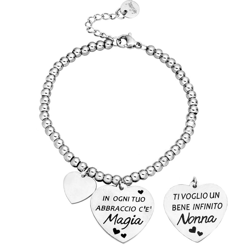 Bracciale in acciaio con incisione nera su 2 lati - "In ogni tuo abbraccio c'è magia.." -Beloved_gioielli