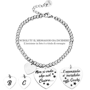 Bracciale in acciaio con incisione nera su 2 lati - "Non si vede che col cuore....." -Beloved_gioielli