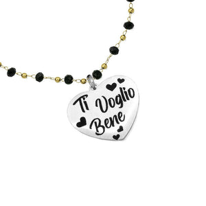 Bracciale in acciaio con incisione nera - Ti voglio bene -Beloved_gioielli