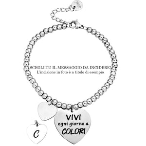 Bracciale in acciaio con incisione nera - "Vivi ogni giorno a colori" -Beloved_gioielli