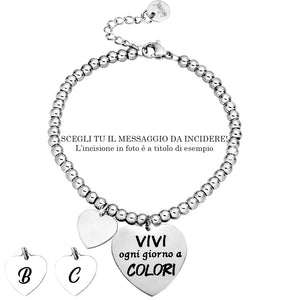 Bracciale in acciaio con incisione nera - "Vivi ogni giorno a colori" -Beloved_gioielli