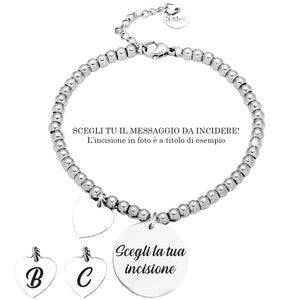 Bracciale in acciaio con incisione Personalizzabile - Scegli il ciondolo all'interno -Beloved_gioielli