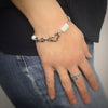 Bracciale in acciaio con Madreperla bianca e cuore centrale Silver -Beloved_gioielli