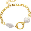 Bracciale in acciaio con Madreperla bianca e round centrale Gold -Beloved_gioielli