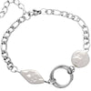 Bracciale in acciaio con Madreperla bianca e round centrale Silver -Beloved_gioielli