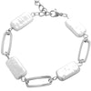 Bracciale in acciaio con Madreperla bianca squared e catenina Silver -Beloved_gioielli