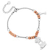 Bracciale in acciaio con pendenti Cane e Osso - Silver e Rose gold -Beloved_gioielli