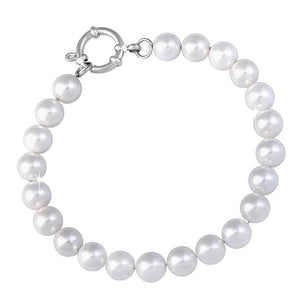 Bracciale in acciaio con Perle bianche Small -Beloved_gioielli