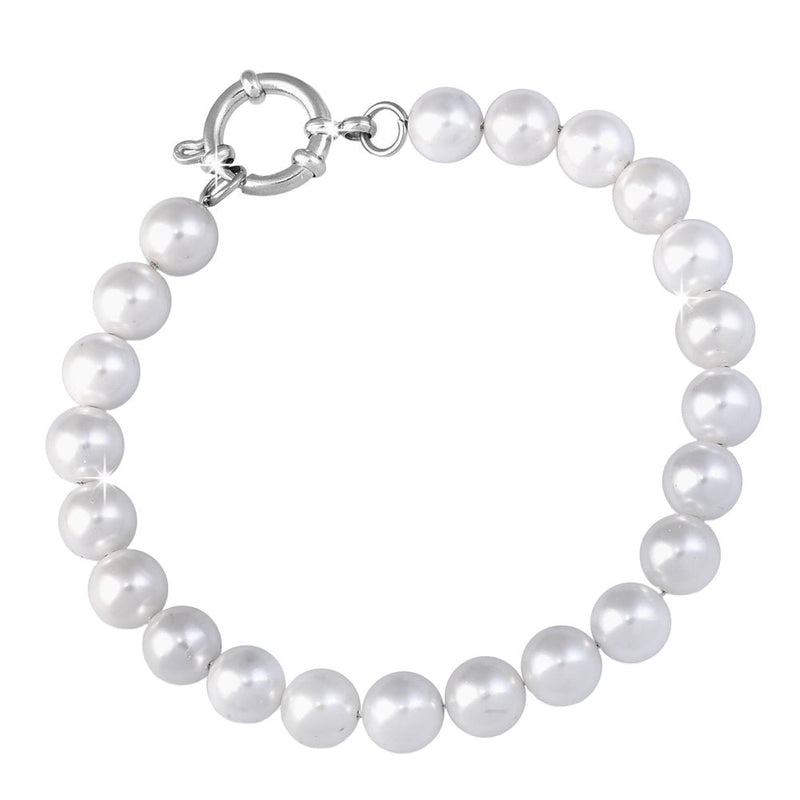 Bracciale in acciaio con Perle bianche Small -Beloved_gioielli