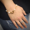 Bracciale in acciaio con Perle tonde bianche e cuore centrale Gold -Beloved_gioielli