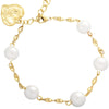Bracciale in acciaio con Perle tonde bianche e cuore pendente Gold -Beloved_gioielli
