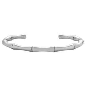 Bracciale in Acciaio open Lavorazione Bamboo Colore Silver B06W -Beloved_gioielli