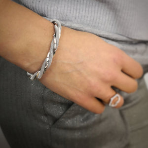 Bracciale in Acciaio regolabile Torchon Colore Silver B04W -Beloved_gioielli