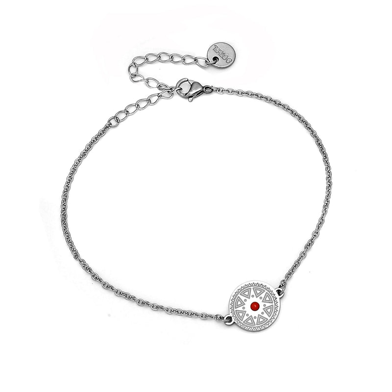 Bracciale Maya con incisioni - cristallo rosso -Beloved_gioielli