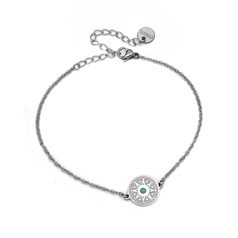 Bracciale Maya con incisioni - cristallo turchese -Beloved_gioielli