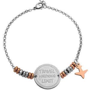 Bracciale My Passion in acciaio con rondelle silver e rose gold - "Travel without limit" -Beloved_gioielli