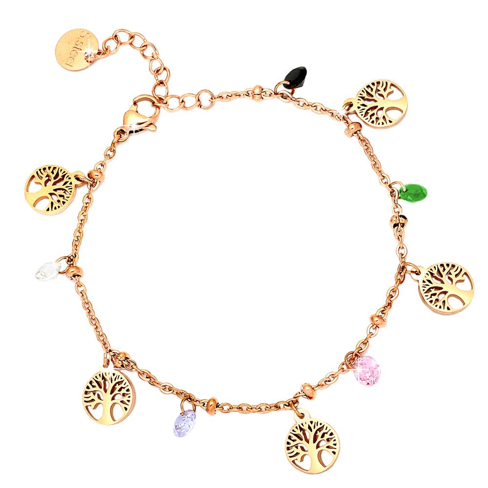 Bracciale Rainbow crystal - Albero della vita rose gold -Beloved_gioielli