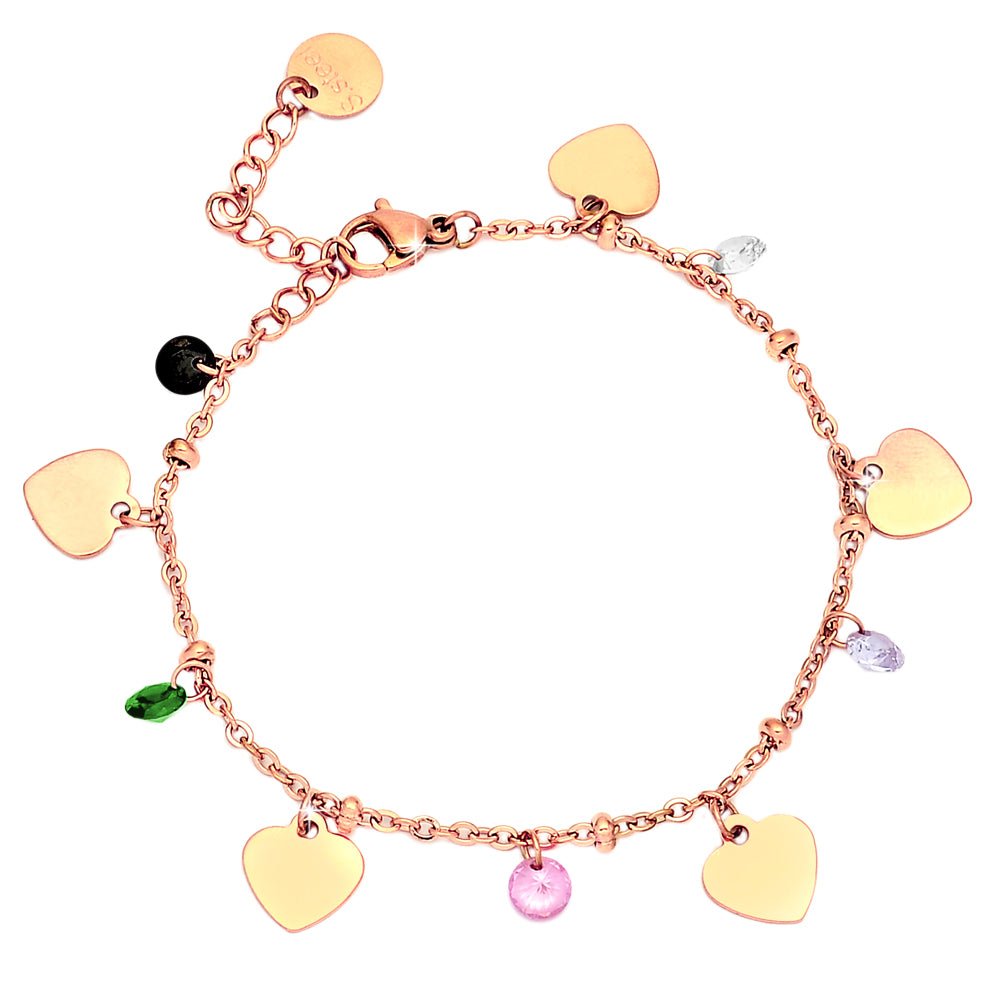 Bracciale Rainbow crystal - Cuori rose gold -Beloved_gioielli