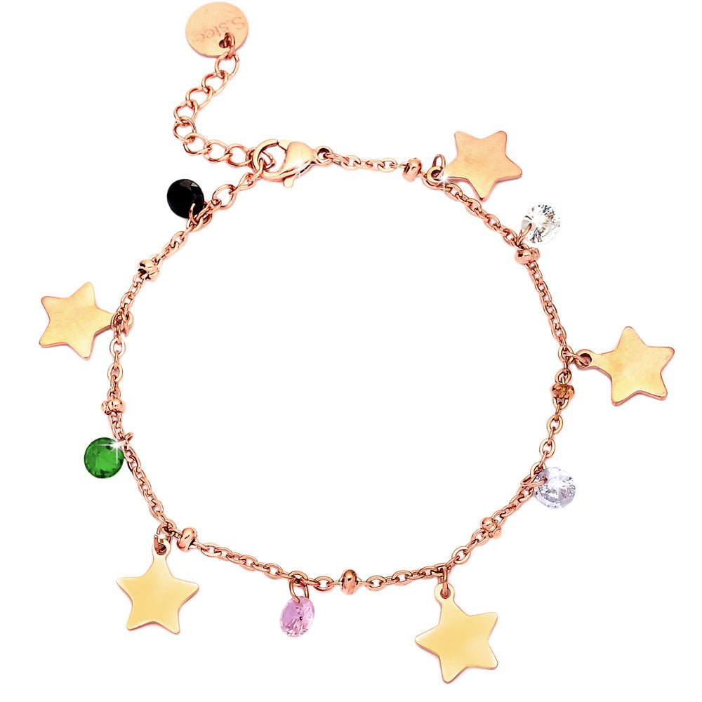 Bracciale Rainbow crystal - Stelle rose gold -Beloved_gioielli