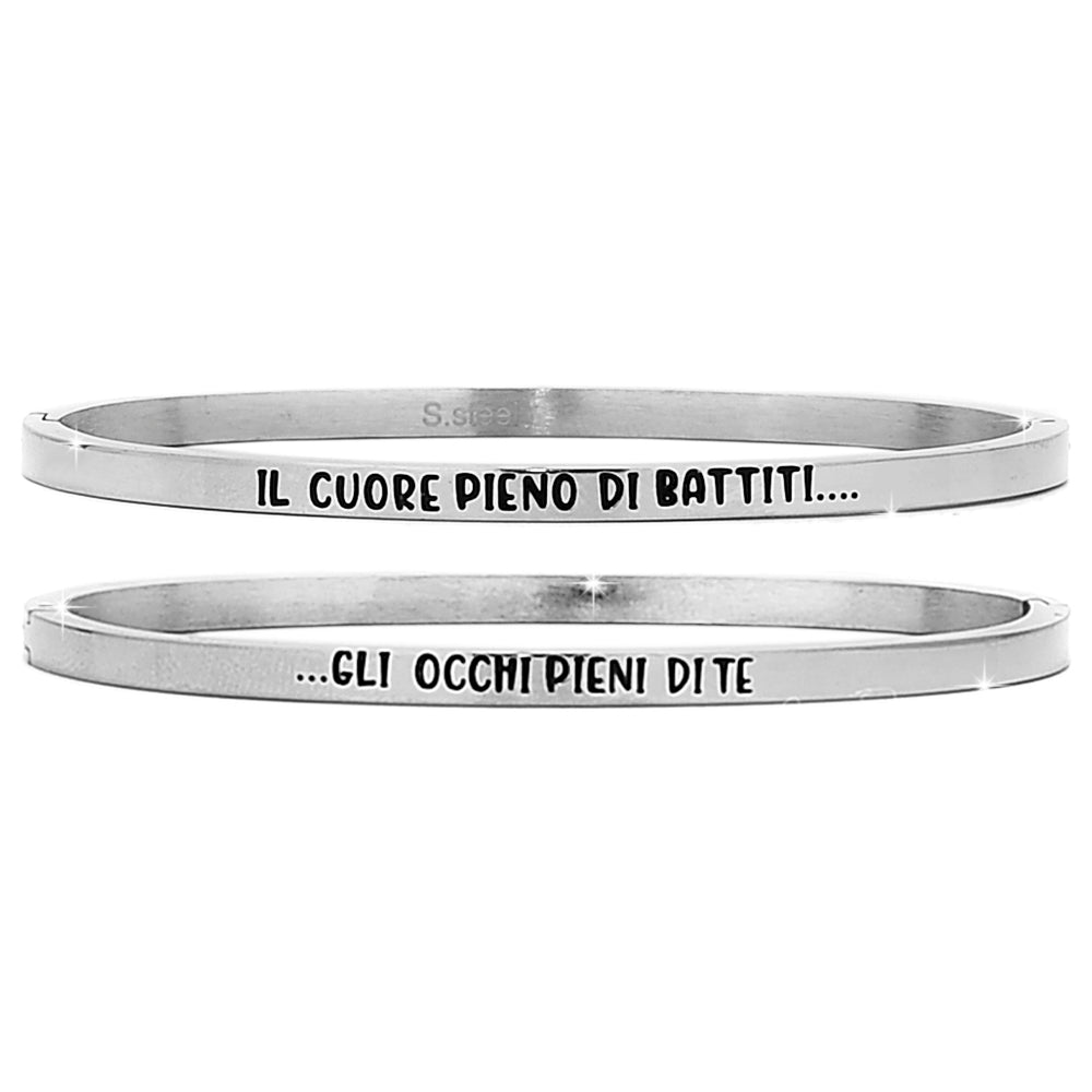 Bracciale rigido con incisione - "Il cuore pieno di battiti ... gli occhi pieni di te" -Beloved_gioielli