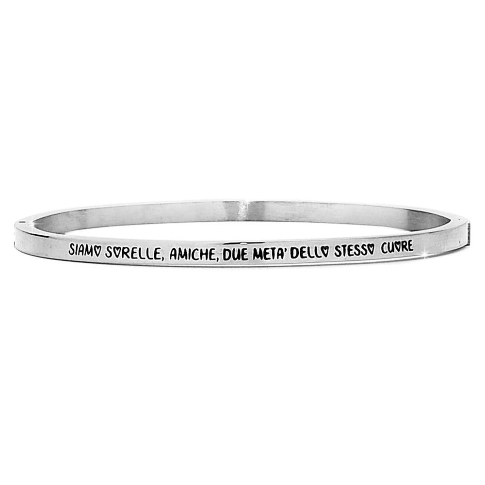 Bracciale rigido con incisione - "Siamo sorelle, amiche, due metà dello stesso cuore" -Beloved_gioielli