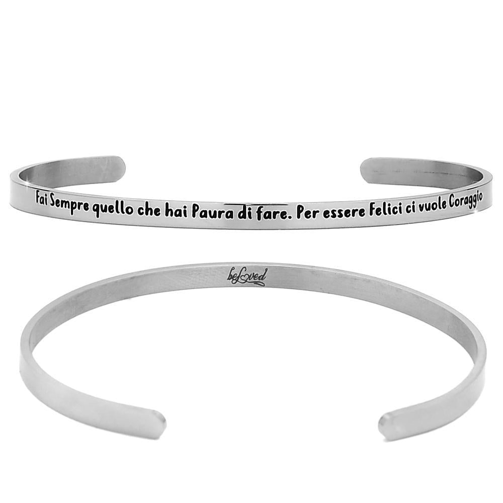 Bracciale rigido donna 4mm con incisione - "Fai sempre quello che..." -Beloved_gioielli