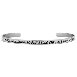 Bracciale rigido donna 4mm con incisione - "Indossa il sorriso più bello..." -Beloved_gioielli