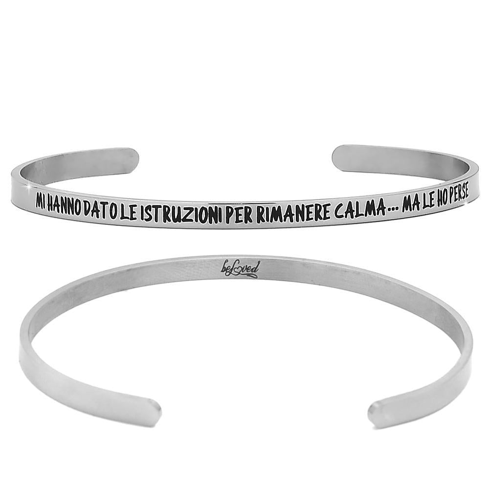 Bracciale rigido donna 4mm con incisione - "Mi hanno dato le istruzioni..." -Beloved_gioielli