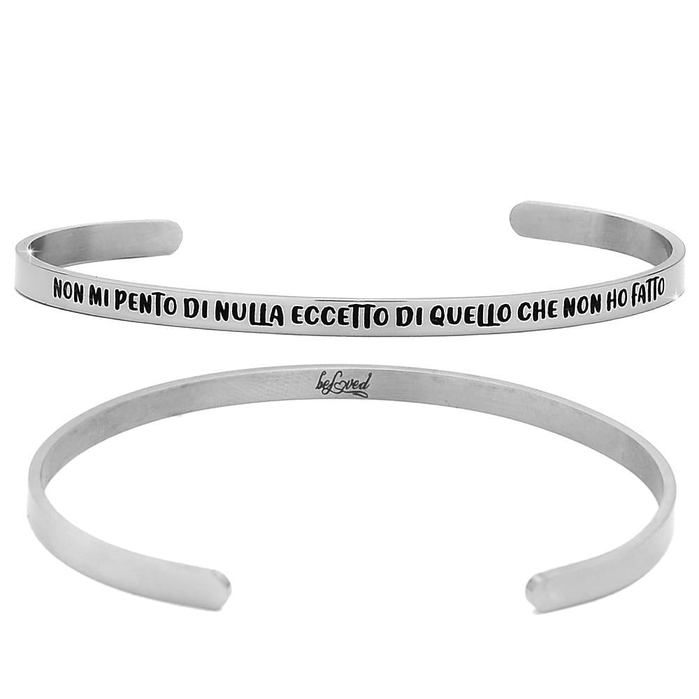 Bracciale rigido donna 4mm con incisione - "Non mi pento di nulla eccetto..." -Beloved_gioielli