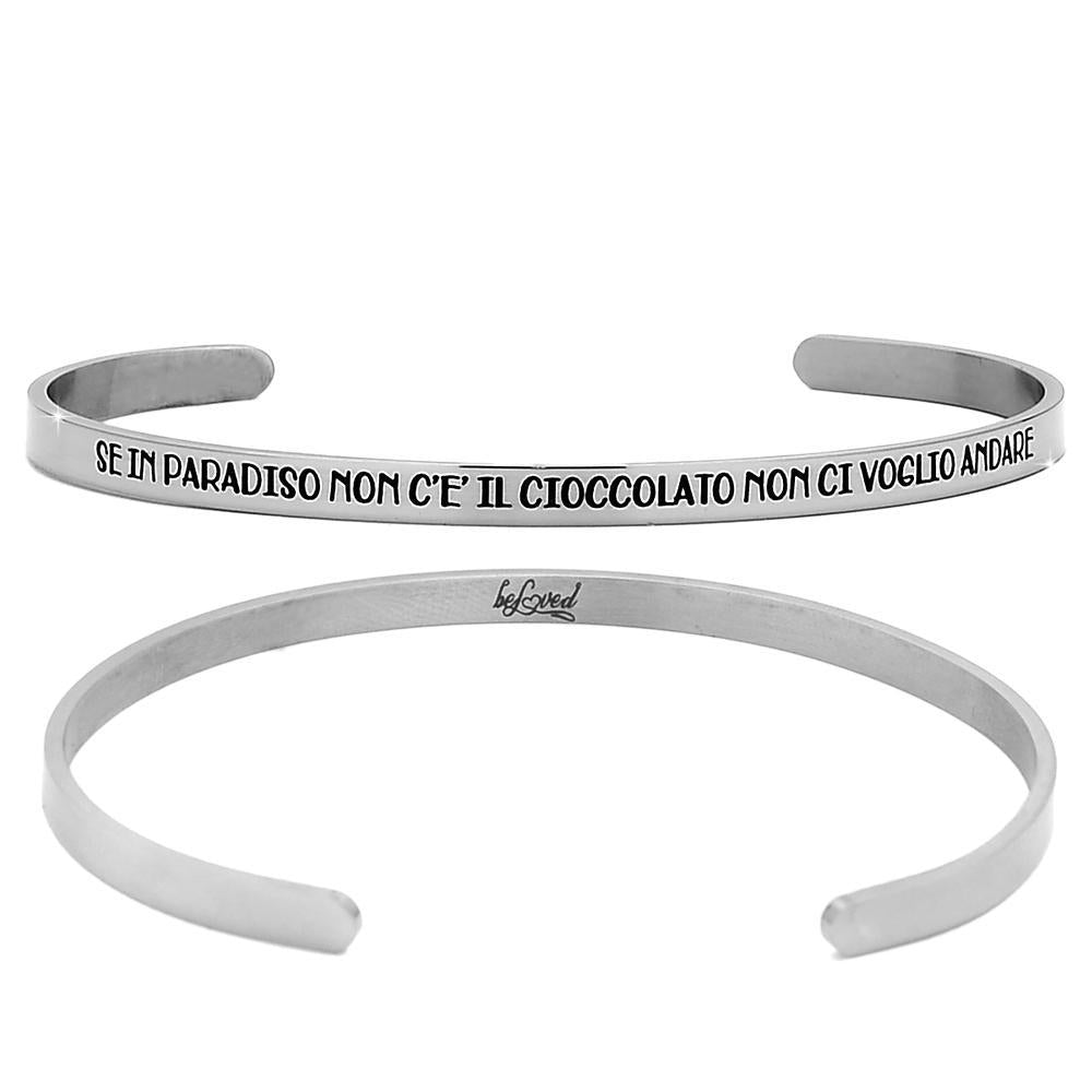 Bracciale rigido donna 4mm con incisione - "Se in paradiso non c'è..." -Beloved_gioielli