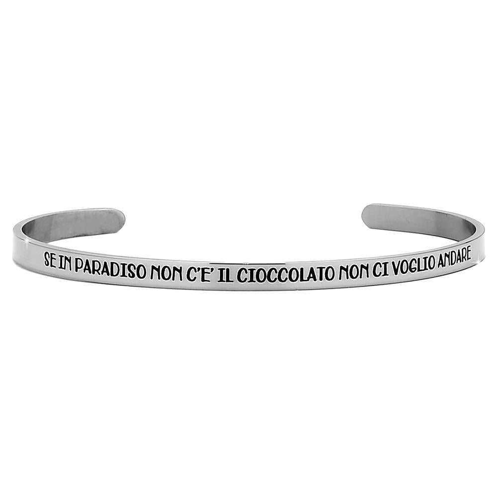 Bracciale rigido donna 4mm con incisione - "Se in paradiso non c'è..." -Beloved_gioielli