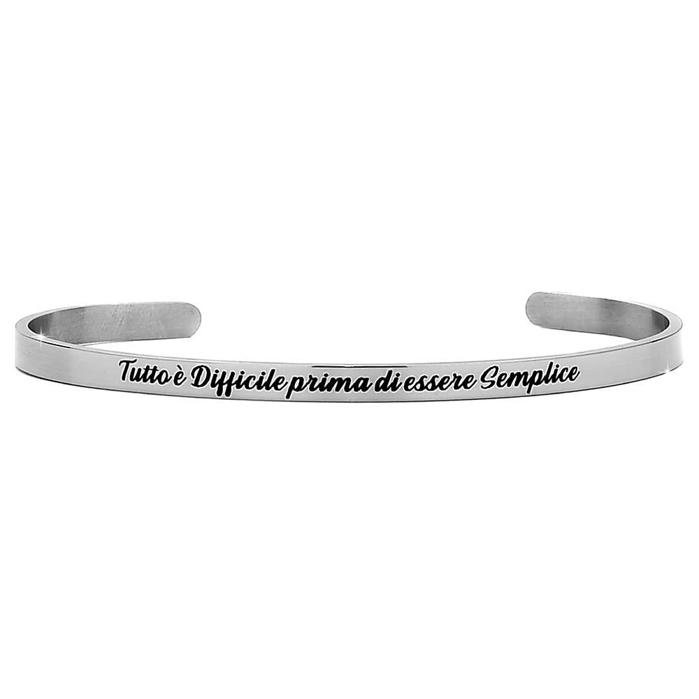 Bracciale rigido donna 4mm con incisione - "Tutto è difficile prima di essere..." -Beloved_gioielli