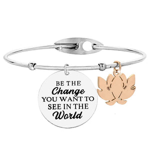 Bracciale rigido donna con charms e incisione - "Be the change you want to see.." -Beloved_gioielli