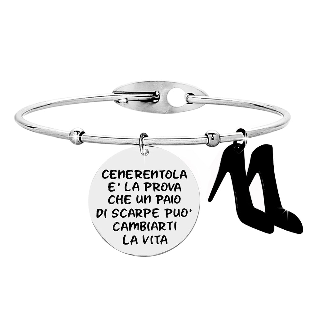 Bracciale rigido donna con charms e incisione - "Cenerentola è la prova che un paio di scarpe.." -Beloved_gioielli