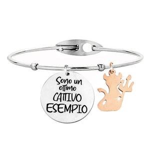 Bracciale rigido donna con charms e incisione - "Sono un ottimo cattivo esempio" -Beloved_gioielli