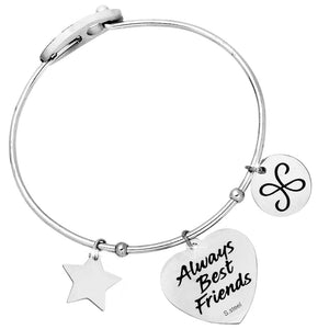 Bracciale rigido donna con charms e incisione su due lati - "No matter when.." -Beloved_gioielli