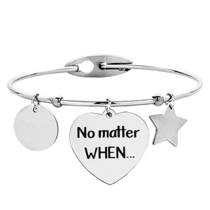 Bracciale rigido donna con charms e incisione su due lati - "No matter when.." -Beloved_gioielli